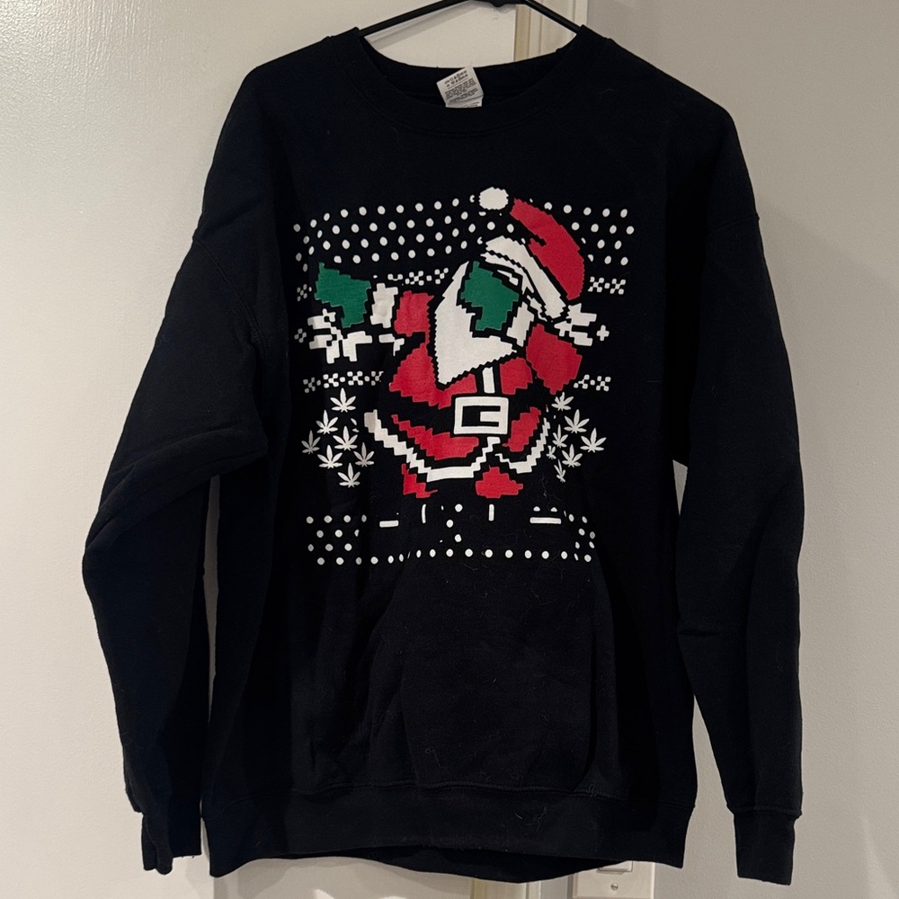 Gildan Black Crewneck Sweater with Santa Design